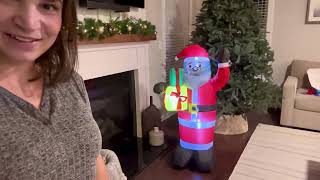 4FT Christmas Inflatable Decoration with Lights, Black Santa Claus Outdoor Blow up Review