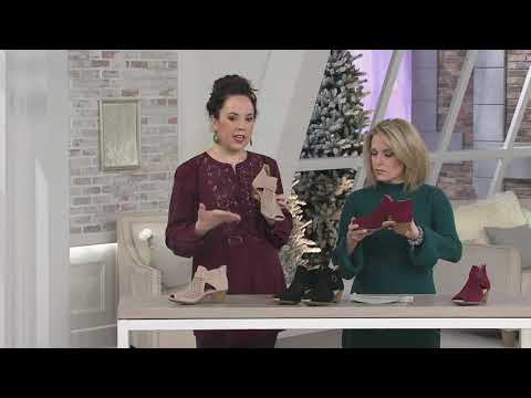 Earth Silky Suede Peep Toe Booties - Kelsey on QVC