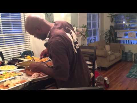 Daddy cooks Thanksgiving dinner EVERY year:).   We are so t