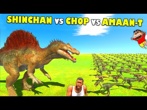 SPINOSAURUS Army SHINCHAN vs CHOP vs AMAAN-T | ANIMAL REVOLT BATTLE SIMULATOR Dinosaur Game |AMAN-YT