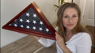 Flag Display Case. Solid Wood. Transparent Glass. Stand or Hang.