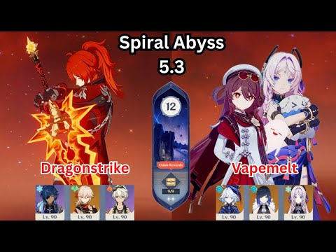 (Mobile) C6 Diluc Melt DS + C1 Hu Tao Citlali VapeMelt | 5.3 Spiral Abyss Floor 12 | Genshin Impact