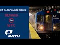 PATH Train PA 5 Announcements Newark And World Trade Center