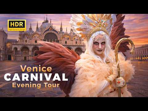 Venice at Night During Carnival 🎭 | HDR Walking Tour Through Historic Venice