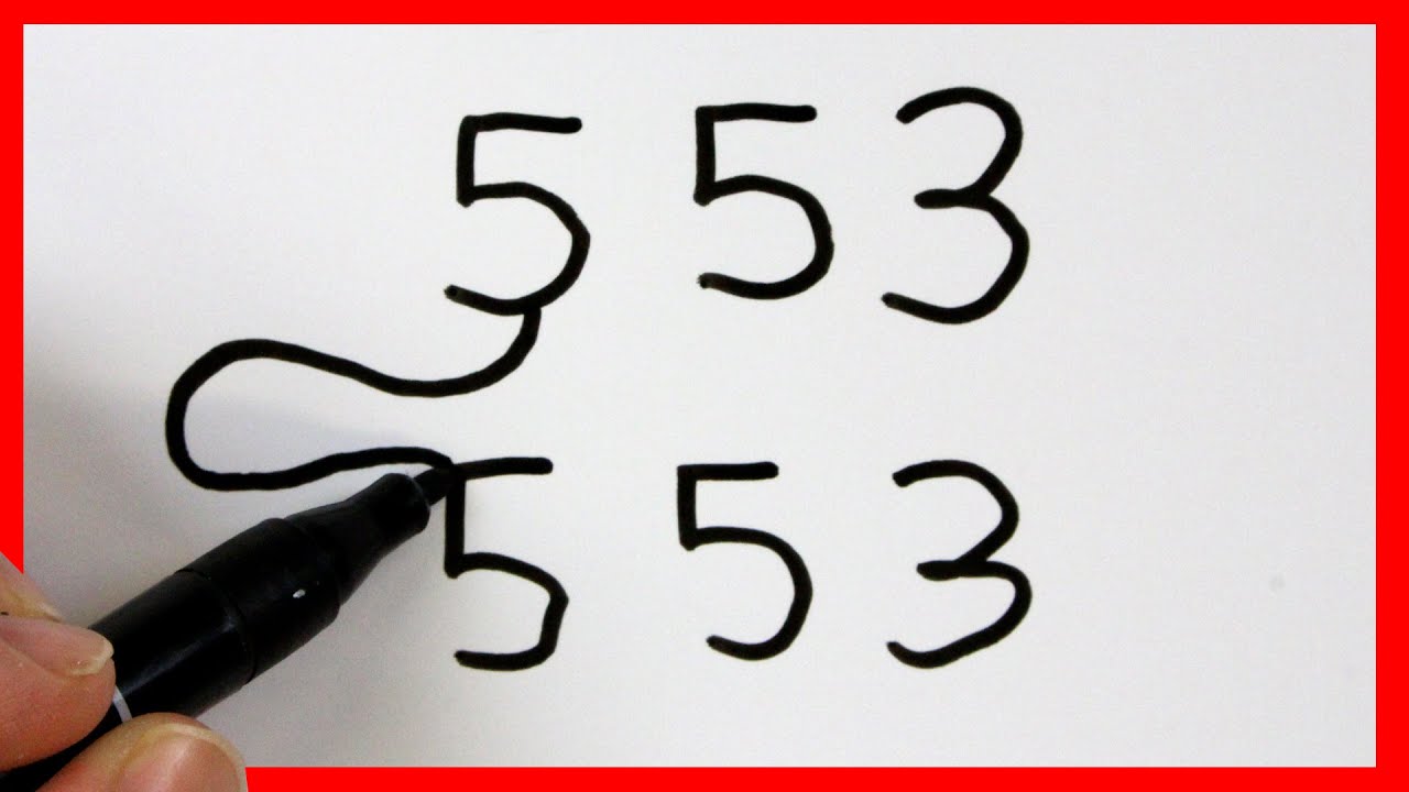 INCREIBLE 😱 Dibuja 2 perros con el numero 553 😱DIBUJO MUY FÁCIL 🔥365bocetos nombres números y truco