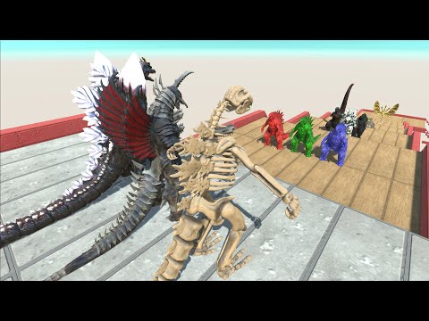 GODZILLA SKELETON AND SPACE GODZILLA VS GIGAN FINAL WARS  DEATH RUN - Animal Revolt Battle Simulator