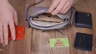 Сумка женская на два отделения из натуральной кожи Vintage 22278 серая