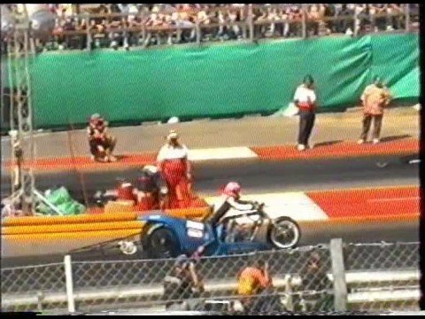 Drag Racing 1994 - Jon Leret's crash - NitrolympX Hockenheim