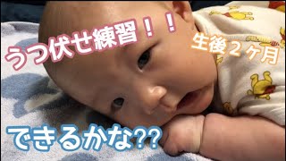 【育児Vlog】うつ伏せ練習に奮闘中！！【生後２ヶ月 赤ちゃん】