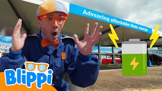 Blippi Rides in a Race Car and Learns About Recycling and Solar Panels | Guess What We Found