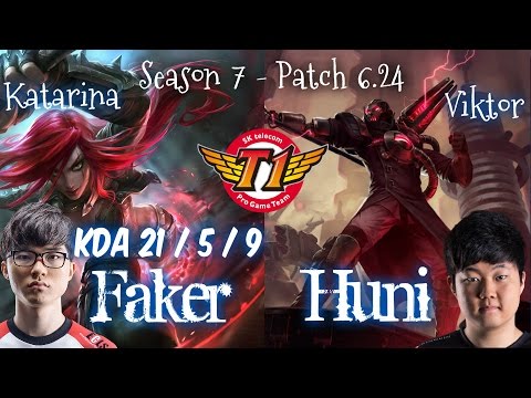 SKT T1 Faker KATARINA vs SKT T1 Huni VIKTOR Mid - Patch 6.24 KR Ranked