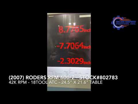 2007 RODERS RFM 600 Machining Centers, CNC, Vertical, Mill | Holland Equipment Hunters, Inc. (1)