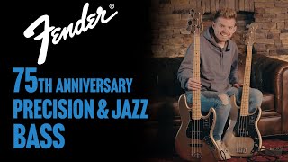 Video thumbnail for Fender 75th Anniversary Precision & Jazz Bass Overview by Palen Music Center
