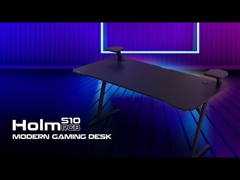 Žaidimų stalas Genesis Holm 510 RGB Gaming Desk, su pašvietimu video