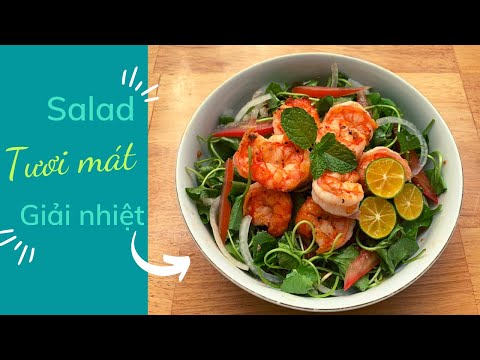 Cách làm Salad rau má tôm tươi THANH MÁT, GIẢI NHIỆT I Căn bếp nhỏ.