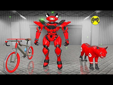 Cat Robot Mouse Battle Crocodile Robot Game 2021 - Cat Bike Robot - Android Gameplay