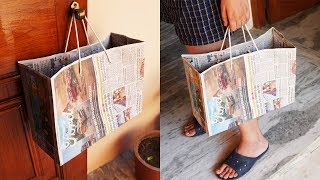 How To Make Paper Bag with Newspaper - Paper Bag Making Tutorial (Very Easy)