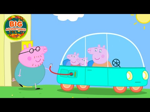 Peppa Pig Drives the NEW Electric Family Car 🚙 | Blue Car Adventures | Cartoon for Kids | 18 Minutes