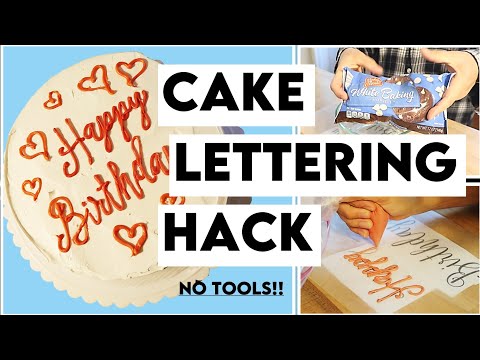 CAKE DECORATING HACK - LETTERING HACK (No tools!!) 🍰😍