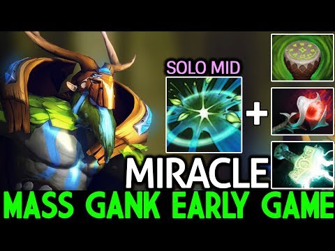Miracle- [Nature's Prophet] Master Solo Mid Mass Gank Early Game 7.21 Dota 2
