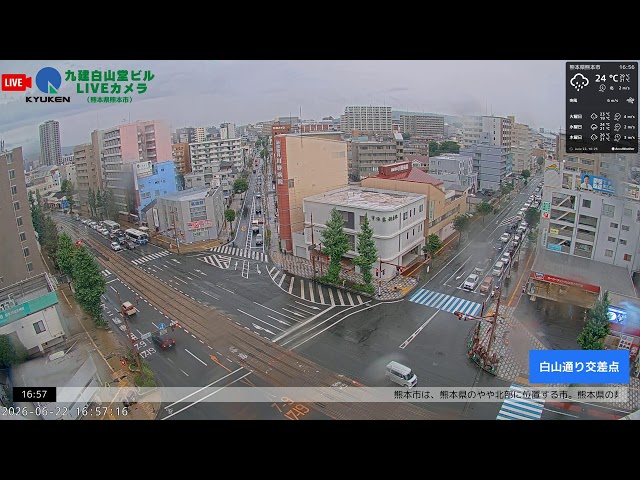 熊本・白山交差点・路面電車B系統
