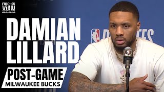 Damian Lillard Recaps Milwaukee Bucks NBA Playoffs Debut & Milwaukee Teammates Trust | Post-Game