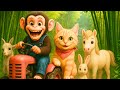 Monkey And Cat Harvest Fruits Sell Produce Make Pizza Bring Fresh Water Visit The Fun Park