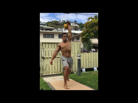 16 kg. Kettlebell Lunge Clean to Overhead