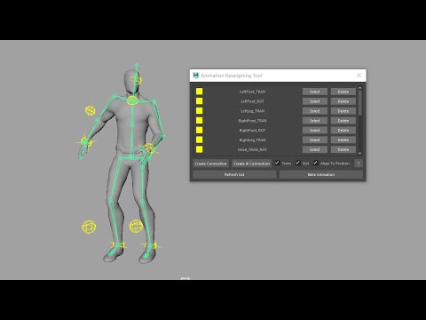 Animation retargeting tool for Autodesk: Maya
