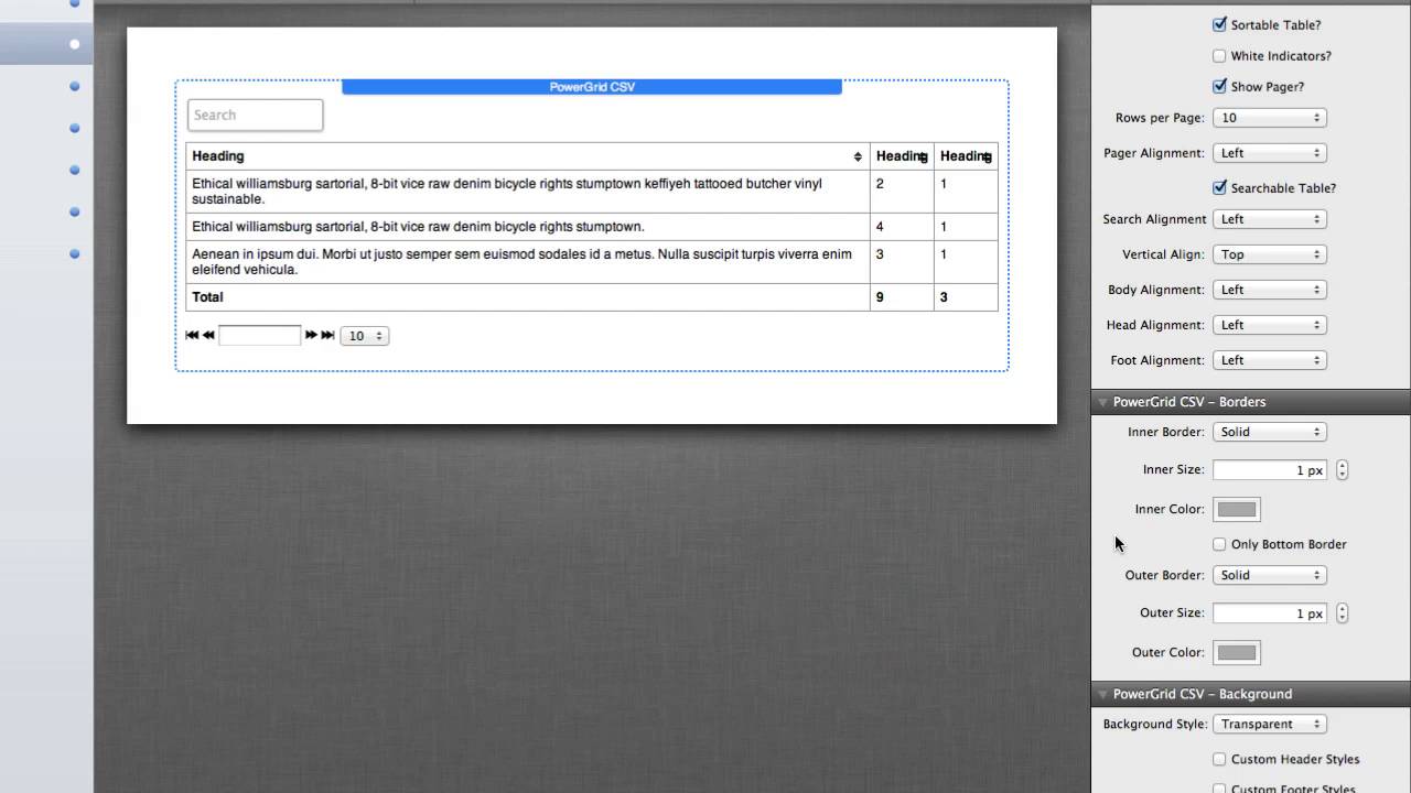 Power Grid CSV Stack for Rapidweaver