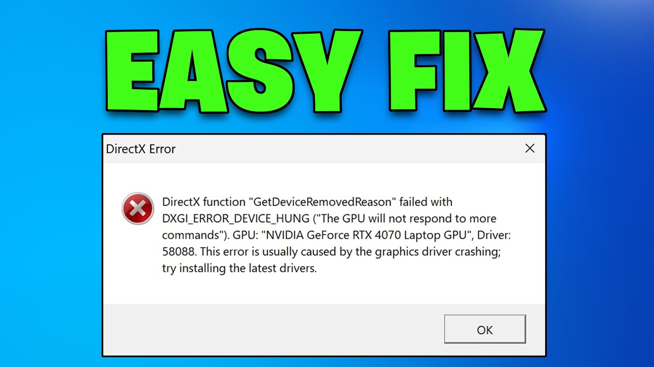 🖥️ How To Fix DirectX Function GetDeviceRemovedReason Failed With DXGI Error – Step-by-Step ✅
