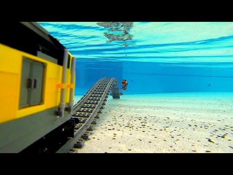 Lego train under water