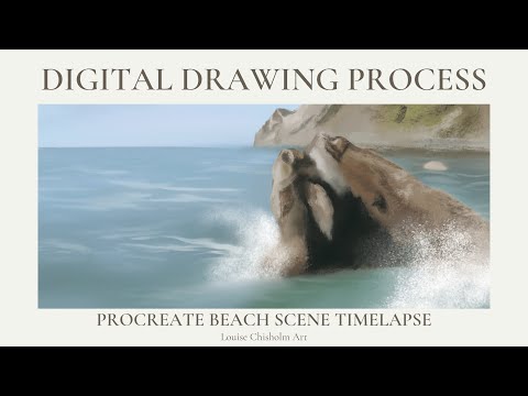 DRAW WITH ME 🏞 PROCREATE BEACH SCENE TIMELAPSE! Digital seascape drawing