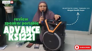 Download lagu REVIEW SPEAKER PORTABLE ADVANCE KS1221 WIRELESS KOPER BATERAI DOUBLE #speakerportable mp3