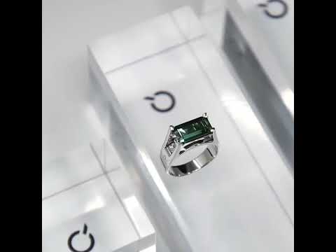 Bague Transparence Twin, Tourmaline 3.55 ct, 2 diamants pour 0.4 ct, 6.93 gr d'or 18 K par QITTERI