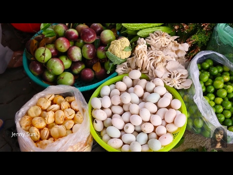 Asian Market Street Food, Natural Living In Cambodian Market, Country Food In My Village