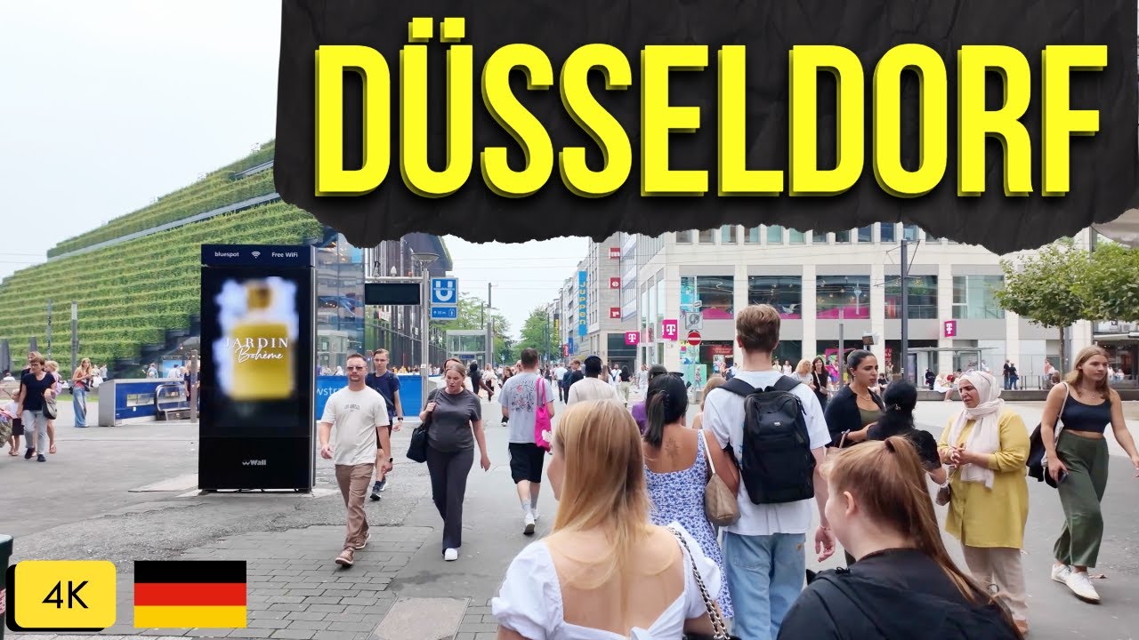 Immersive street-level walking tour through Dusseldorf, Germany, showcasing authentic urban landscapes, local architecture, and the vibrant atmosphere of the city's neighborhoods