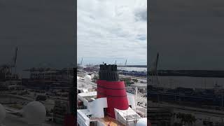 Exhaust Stacks #QueenElizabeth #CruiseShip #CruiseLife  Oct 18 2025 docked #portmiami #drone