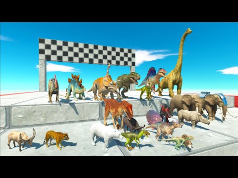 STAIR SPEED RACE ALL DINOSAURS VS ANIMALS TO GET A TOP 1 - Animal Revolt Battle Simulator