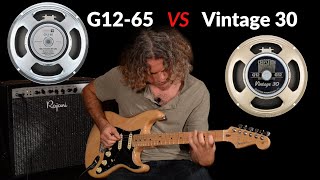 Video thumbnail for Celestion G12-65 Heritage vs Vintage 30 - 12'' guitar speakers by Rajani Amps