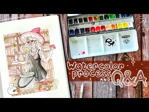Watercolor Process + Q&A  | Mushroom Witch Illustration 🍄🌿