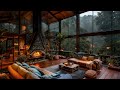Rainy Day Retreat - Tranquil Cabin Ambience with Soothing Jazz and Rain Sounds for Deep Sleep 🏡🌧️