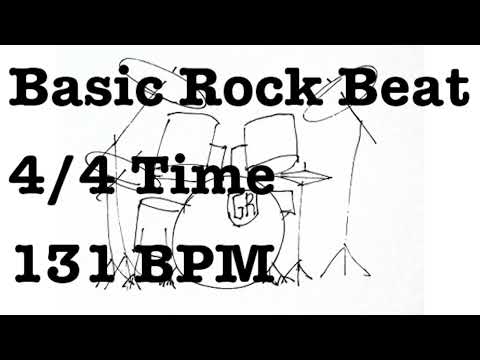 Basic Rock Drum Beat - 131 BPM - 4/4 Time - Metronome Loop 131BPM - Rock Beat - Drum Backing Track
