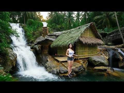I Spent 7 Days Building a Bamboo Survival Shelter Beside a Waterfall | Alone in the Wild