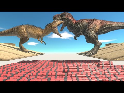 TNT CHALLENGE ! all units vs T-rex! Carcharodontosaurus vs T rex ! dynamite battle