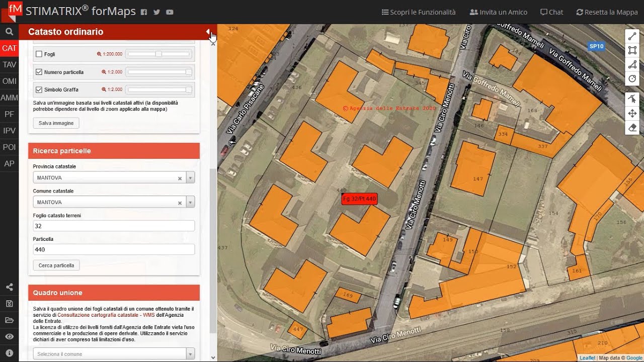 Ricerca di particelle catastali con STIMATRIX® forMaps