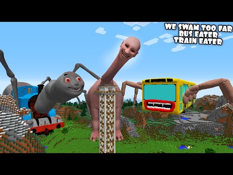 SURVIVING FROM WE SWAM TOO FAR, BUS EATER, TRAIN EATER ARRIVAL in Minecraft - Coffin Meme - Gameplay