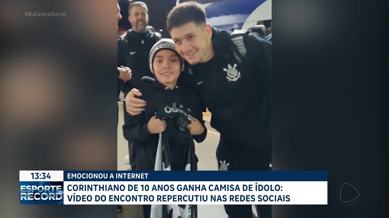 Criança de Franca ganha camisa de ídolo do Corinthians e se emociona com encontro