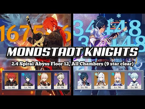 Vape C6 Diluc & Freeze C2 Kaeya vs 2.4 Abyss Floor 12 (All Chambers, 9 stars) | Genshin Impact