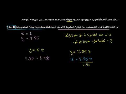 الصف العاشر الرياضيات الجبر 2 التغيّر الطردي 1